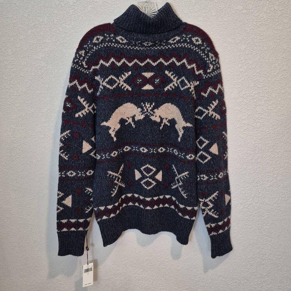 Polo by Ralph Lauren Men's Blue Fair Isle-Knit Wool Cashmere Sweater Size L - Picture 2 of 9